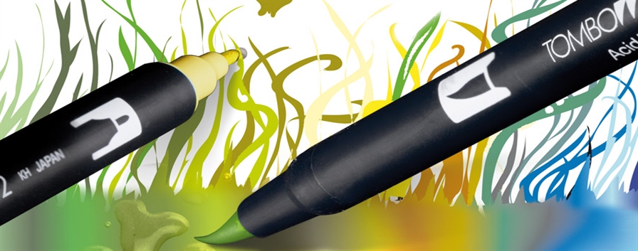 Photo accueil feutre Tombow ABT Dual Brush, jaune et vert