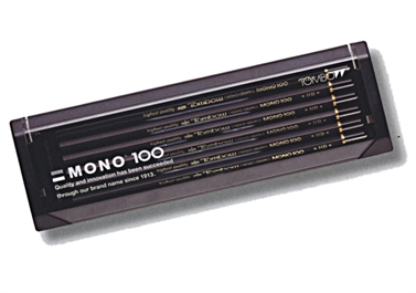 Crayon Mono 100 en 9H 8H 7H 6H 5H 4H 3H 2H H F HB B 2B 3B 4B 5B 6B, conditioné par boîte de 12 Tombow