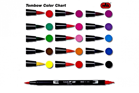 nuancier marqueur dual brush duo tombow ABT, Tombow Color Chart 